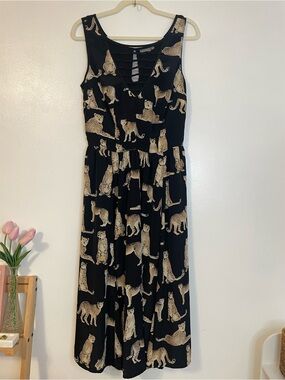Black Sleeveless Fit & Flare Dress Cheetah Graphic Print midi/maxi eShakti 10